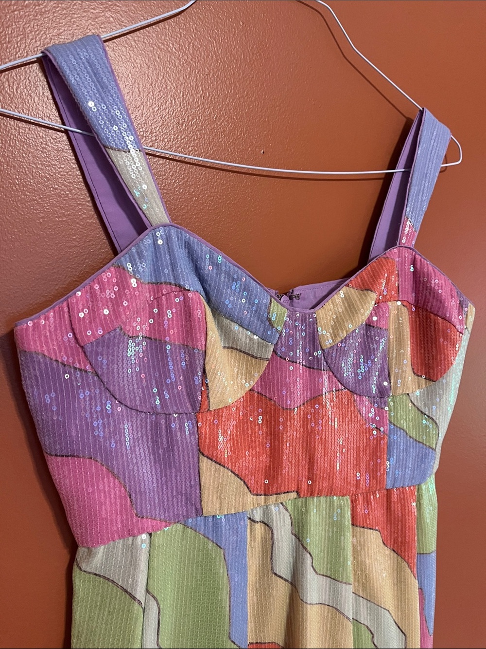 Hutch Rainbow Sequin Bustier Mini Dress Size 8 - Picture 2 of 5